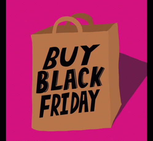 black friday shopping bag with buy black friday written on the front