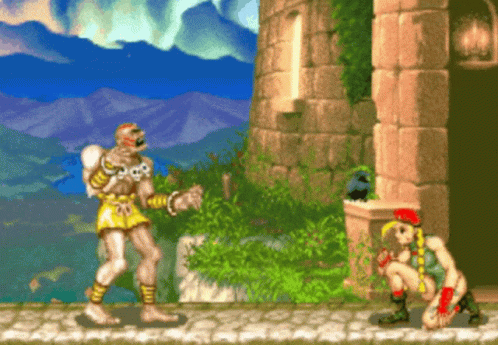 a screens of the street fighter fighting aliens