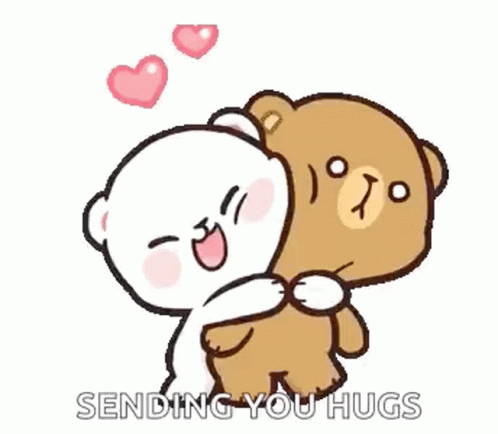 a cartoon character hugging another character holding them