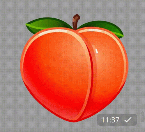 an animated icon of a blue apple with a green leaf