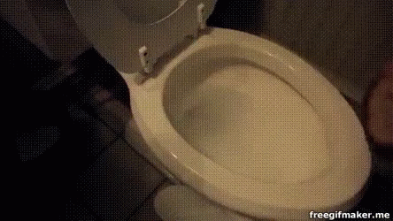 the toilet is illuminated by its electronic tank light