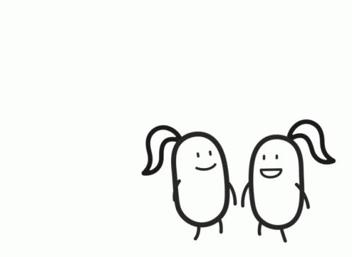 two people standing side by side in the middle of a drawing