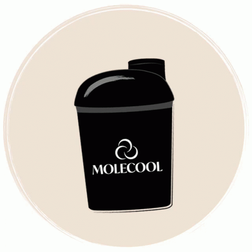 a black, plastic bottle with the word mollocool on it