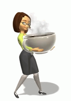 a woman in an office outfit with a bowl