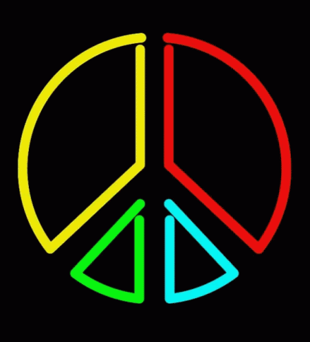 the peace symbol is in blue and yellow