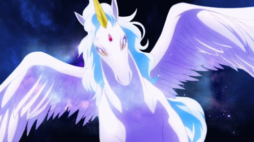 a blonde and white unicorn with long pink manes and wings