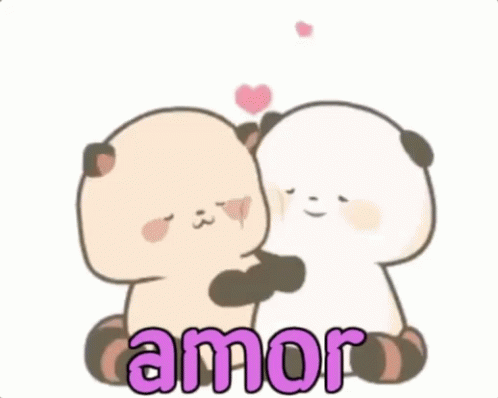 two cute bears hugging their backs with the words amore on it
