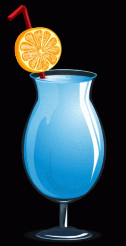 a beverage cup with a blue top and a half cut lime on the rim