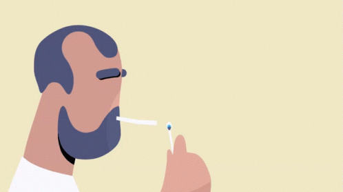 an illustration of a guy with the cigarette going through his nose