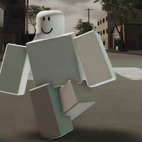 a paper robot walking on the street with a house in the background