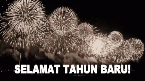 fireworks with the text selamat tahun baru