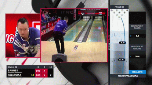 the bowling game has two people playing with it