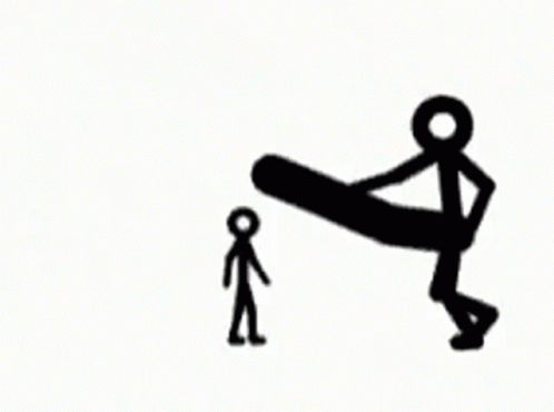 a stick figure and person walking towards him