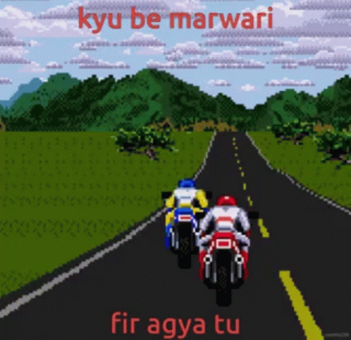 a game with three people on motorcycles driving down a road