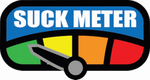 the logo for the suck meter website