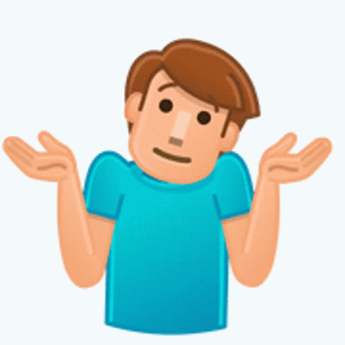 an emotiction of a blue man with one hand raised