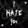 a black and white text with letters i hate you