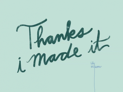 a handwritten thank you note that says thanks, i made it