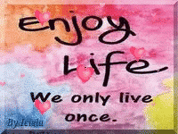 a painting with some words on it that says enjoy life