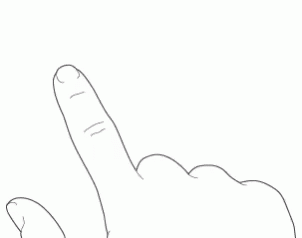 the outline of an pointing finger showing the distance