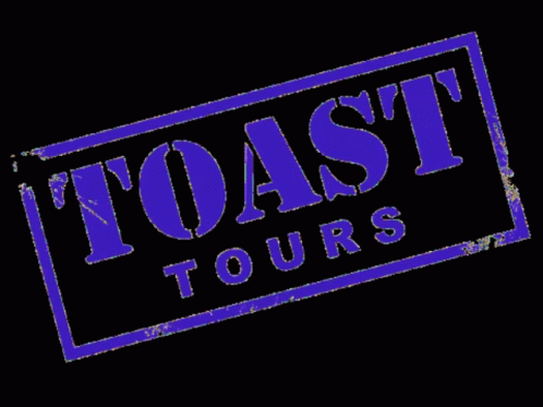 the toast tours stamp has a red grungy type text over it