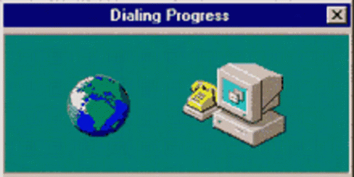 the computer screen shows a picture of a world and a computer monitor with words, dialing program