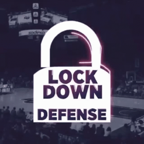 a sign with the words lock down in front of an arena