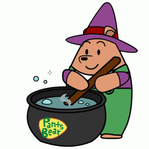 a wizard holding a pot of soup with a wand