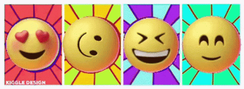 three identically - colored happy eggs have smiles