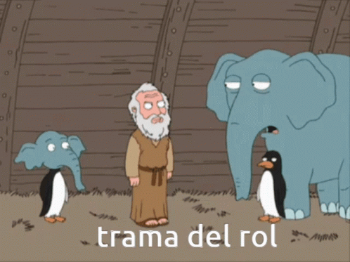 there is a cartoon of a man and penguin standing next to an elephant