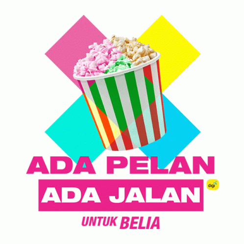 a popcorn bucket with the words aa pelan adi jalan