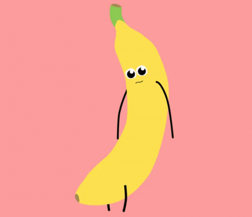 a cute cartoon banana with a frowning face