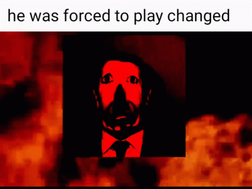 an animated po of a man's face with the text, he was forced to play changed