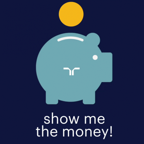 an elephant on top of a blue ball with the words show me the money