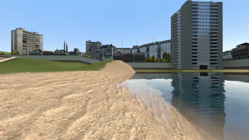 a 3d image of a beach with an area that is very quiet