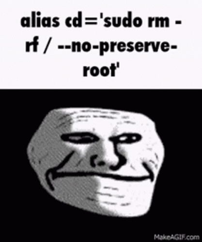 a meme with a caption that says, alla'est > sudo mi if no - preserve root
