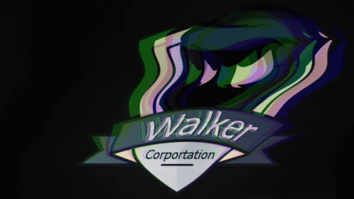 an animated logo of a walking company with a green and white ribbon around it
