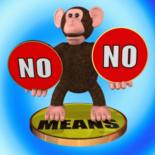 this is an image of a monkey holding two signs