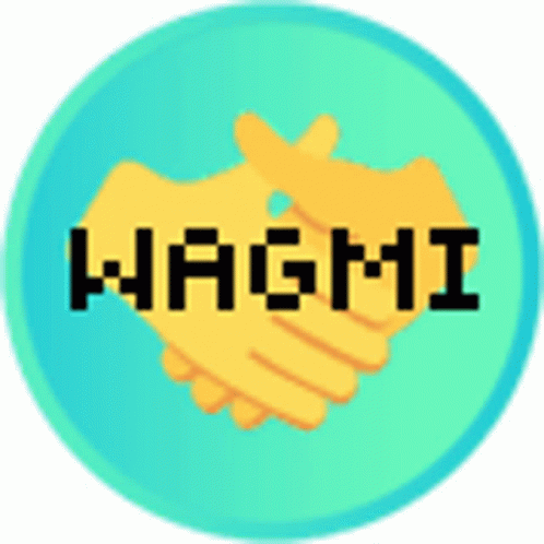 a logo for wagami shows two hands and a yellow circle with black text that reads wagn