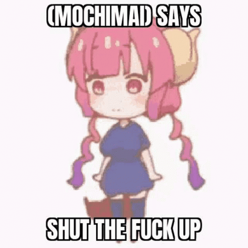 a drawing of an anime girl with text saying memechand says shut the ing up