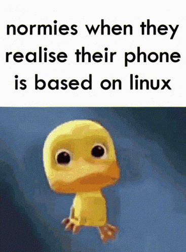 an animation animated picture of a cartoon bird saying, nomolies when they really really react to the real estate for their phone, the house is based on linux