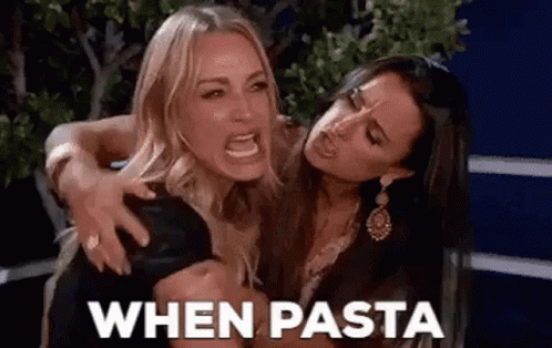 a tv screen that says when pasta is 