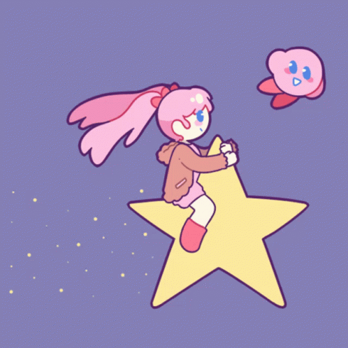 a girl that is standing on top of a star