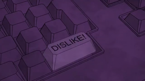 a purple screen with words saying dislke in front of a purple background