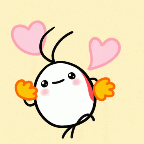 an illustration of a cute white object with hearts on it's wings