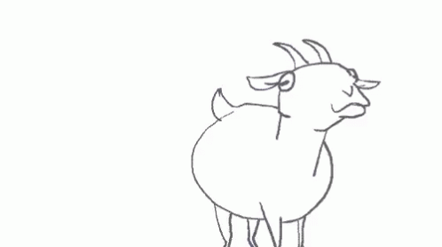 a cartoon goat standing on the ground