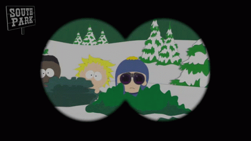 two glasses with different faces in a snowy area