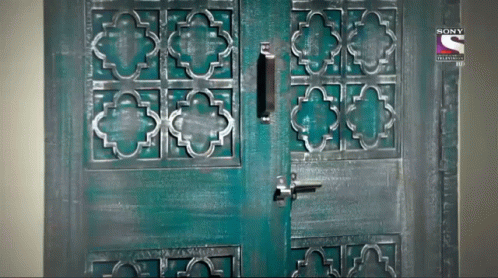 a metal door with an elaborate design and s