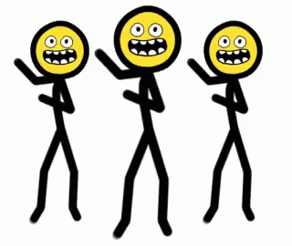 three stick figures are depicted holding up blue balls