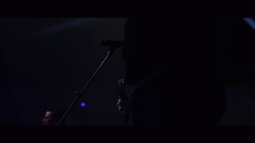 a person in the dark holding a microphone